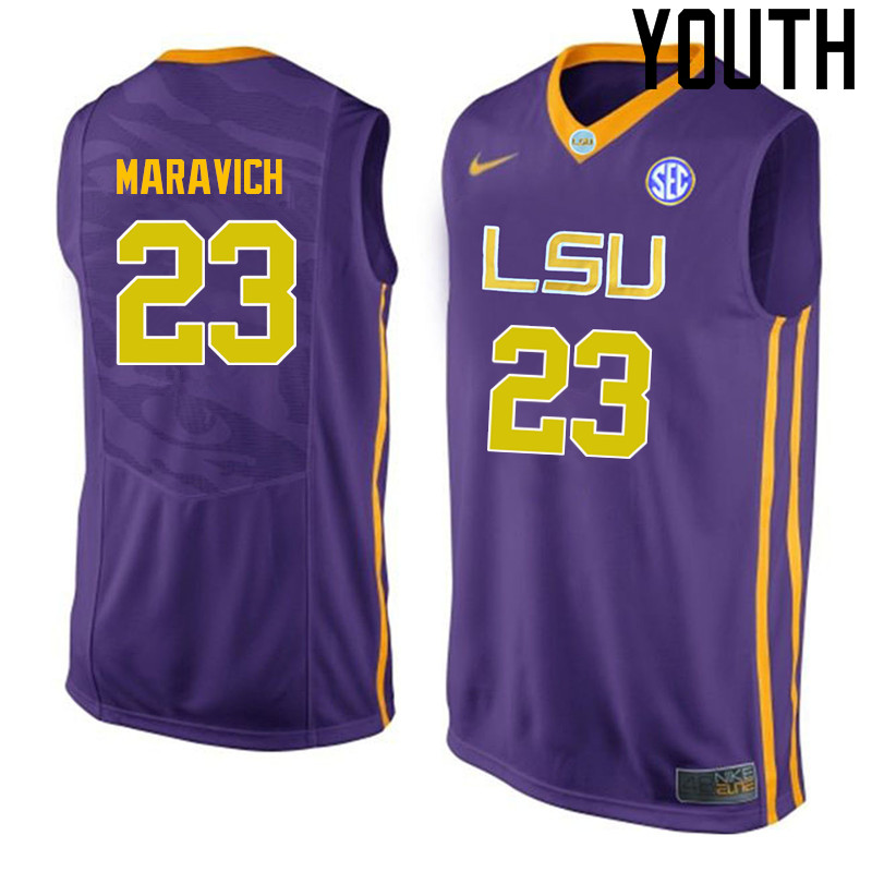 Youth LSU Tigers #23 Pete Maravich College Basketball Jerseys-Purple